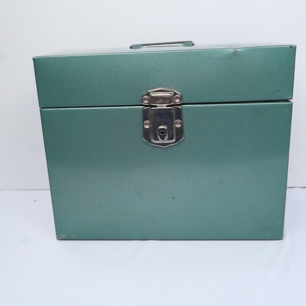 VTG Office Supply / Storage MCM Hamilton Skotch Porta-File Green Metal Box